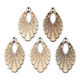 Подвески из неокрашенного натурального дерева тополя, полые подвески в форме слезы