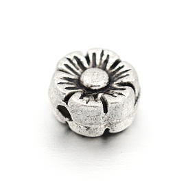 Сплавочные бусины тибетского стиля, дизайн цветка, без свинца, 6x3 мм, отверстие : 1.5 мм