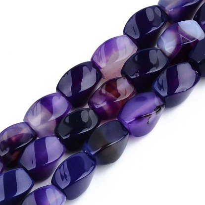 Natural Agate Beads Strands, Dyed & Heated, Twist