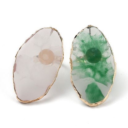 Resin Color Palette, with Adjustable Iron Rings, for Makeup Cosmetic Nail Art Tool, Golden Edge Oval Shape