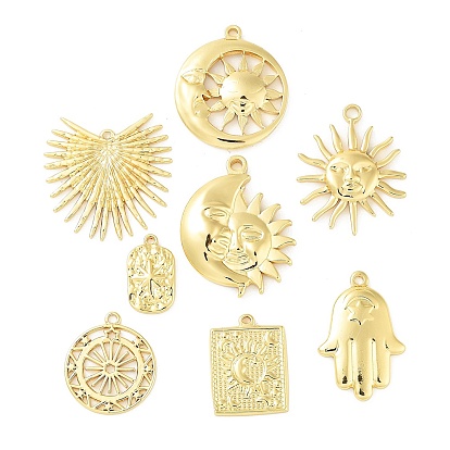 304 подвески из нержавеющей стали, реальный 18 k позолоченный, Оберег на руку «Солнце/Луна/Звезда/Хамса»