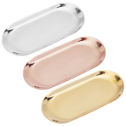 403 Stainless Steel Tray, Storage Tray, Cosmetics Jewelry Organizer, Oval