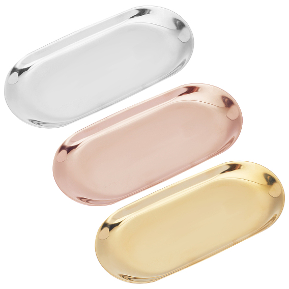 403 Stainless Steel Tray, Storage Tray, Cosmetics Jewelry Organizer, Oval