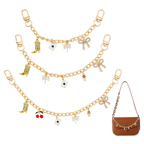 3шт алюминиевые цепи для пандуса, удлинители для сумок, Сплав с застежками, аксессуары для замены сумок