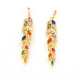 Fashionable Geometric Pendant Earrings with Copper Plating and Zirconia Stones