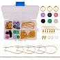 SUNNYCLUE DIY Earring Making, with 304 Stainless Steel Pendant Cabochon Setting, Resin Cabochons, Brass Cable Chain, Brass Hoop Earrings Component, Brass Earring Hooks and Brass Lobster Claw Clasp