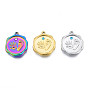 304 Stainless Steel Pendants, with Rhinestone, Nuggets with Fingerprint & Footprints