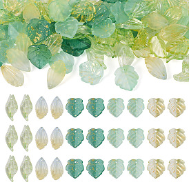 100шт. 5 стили подвесок из стекла и золотой фольги, лист