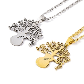 304 Stainless Steel Necklaces, Tree of Life Pendant Necklaces