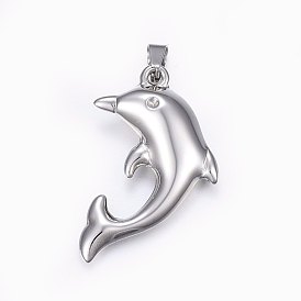 304 Stainless Steel Pendant Rhinestone Settings, Dolphin