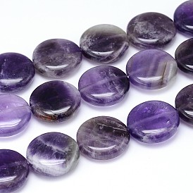Natural Amethyst Flat Round Bead Strands