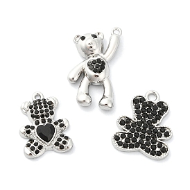 Rack Plating Alloy with Rhinestone Pendants, Bear