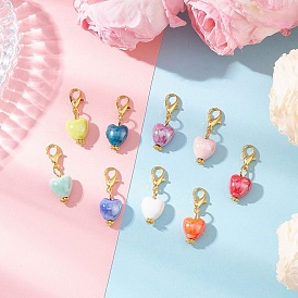 Подвесные украшения из перламутрового фарфора ручной работы, сердце, с цинковым сплавом застежками омаров коготь