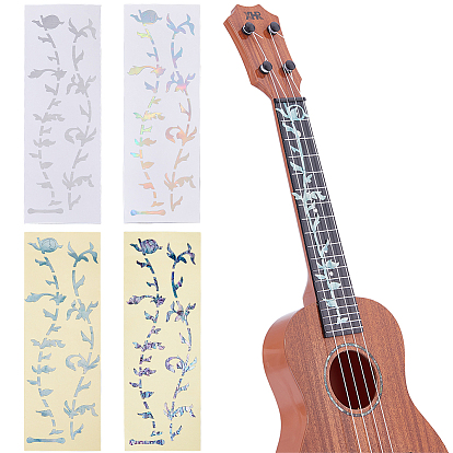 4 листы 4 цветные бумажные наклейки с картинками для украшения грифа гитары, цветок