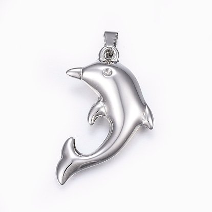 304 Stainless Steel Pendant Rhinestone Settings, Dolphin