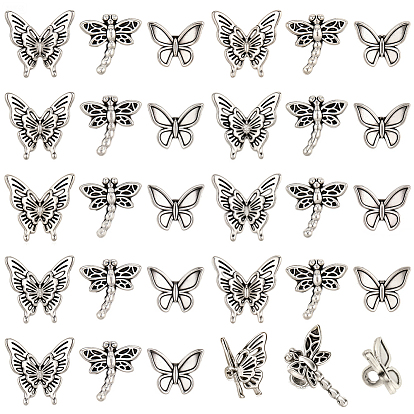 120Проставочные бусины из сплава в тибетском стиле, Бабочка и стрекоза