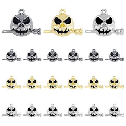 30 шт 3 цвета сплава эмалевые подвески, череп с розовым чарном