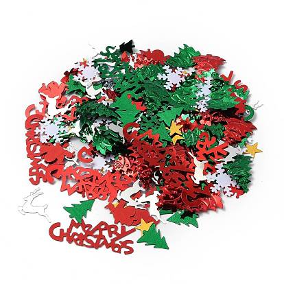 Plastic Table Scatter Confetti, for Christmas Party Decorations, Christmas Reindeer/Stag/Deer & Tree & Star & Santa Claus & Word Merry Christmas