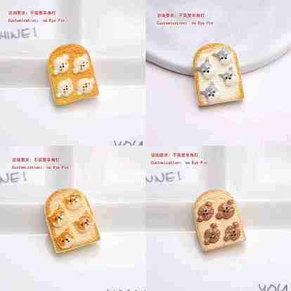 80Pcs 4 Styles Resin Cabochons, Breads with Dog