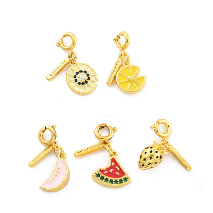 Латунная эмалевая подвеска с фруктами, пружинные кольца застежки подвески украшения