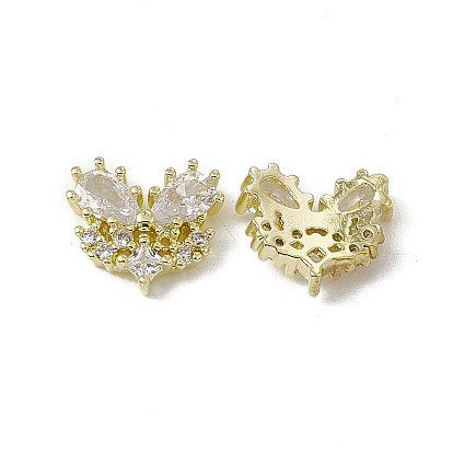 Brass Pave Clear Cubic Zirconia Cabochons, Nail Art Decoration Accessories, with Glass Rhinestone, Mask