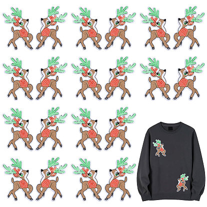 10пары рождественских лосей, компьютерная вышивка, нашивки на ткань, термоклеевые/пришивные, аксессуары для костюма