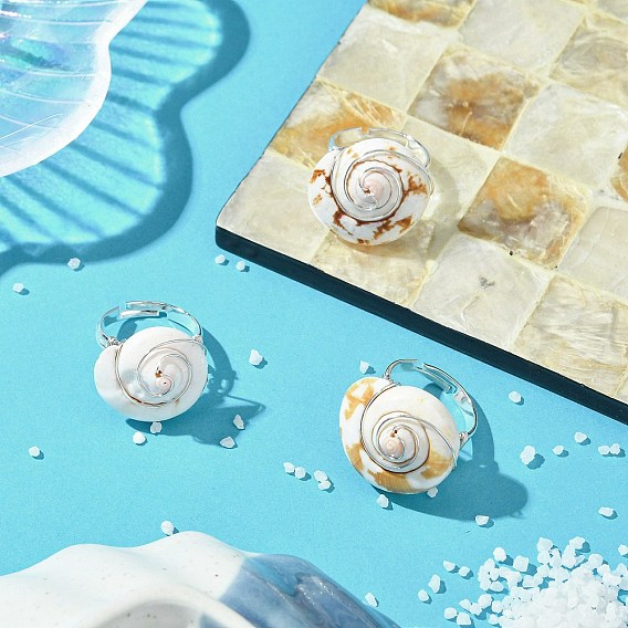 Натуральные перстни из ракушек с глазом шивы, украшения из медной проволоки для женщин