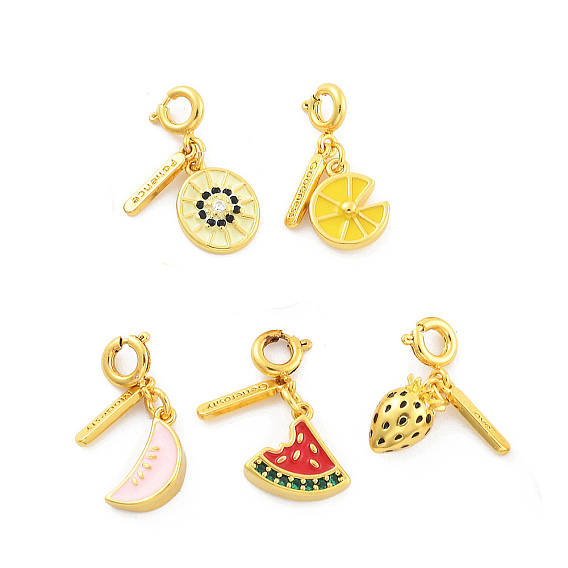 Латунная эмалевая подвеска с фруктами, пружинные кольца застежки подвески украшения