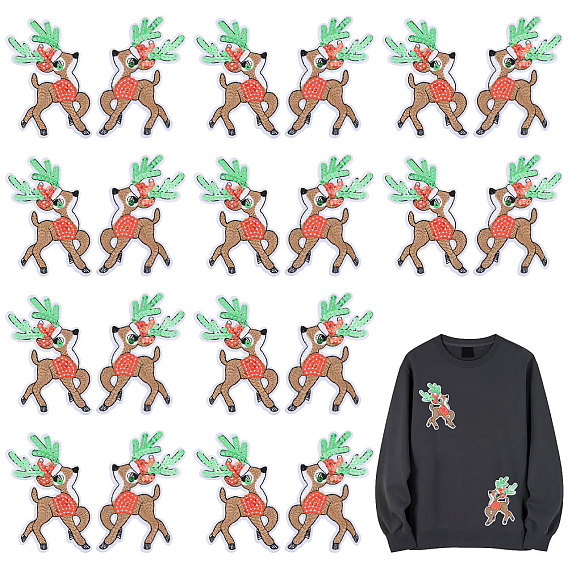 10пары рождественских лосей, компьютерная вышивка, нашивки на ткань, термоклеевые/пришивные, аксессуары для костюма