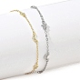 Brass Micro Pave Clear Cubic Zirconia Moon Star Link Chain Bracelets, Long-Lasting Plated, Rack Plating, Lead Free & Cadmium Free