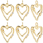 10 кулоны из латуни с прозрачным кубическим цирконием, сердце прелести, долговечный, без кадмия и без свинца, стойки покрытие, с целью перехода в кольце