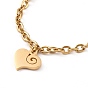 304 Stainless Steel Heart Charm Bracelet with Cable Chains for Valentine's Day