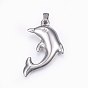 304 Stainless Steel Pendant Rhinestone Settings, Dolphin