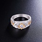 SHEGRACE 925 Sterling Silver Finger Ring, with Watch Chain and Micro Pave AAA Cubic Zirconia Real 18K Gold Plated Rhombus