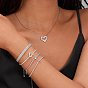 Ensemble de bijoux coeur en argent sterling plaqué rhodium, colliers à pendentif en zircone cubique et bracelet à maillons