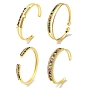 Brass Micro Pave Clear Cubic Zirconia Cuff Bangles, Colorful Glass Bangles for Women, Golden