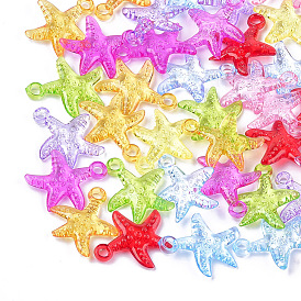 Transparent Acrylic Pendants, Starfish/Sea Stars
