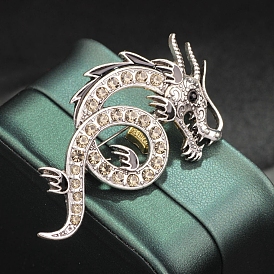 Faddish Alloy Rhinestone Brooch Pins for Men, Dragon