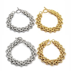 304 Stainless Steel Link Chain Bracelets, with Toggle Clasps