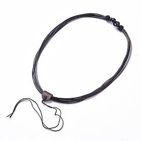 Adjustable Waxed Cord Necklace Making, with Obsidian Beads and Imitation Leather