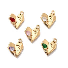 Латунные микро проложить кубического циркония подвески, сердце, реальный 18 k позолоченный