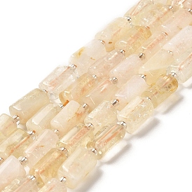 Natural Citrine Beads Strands, with Seed Beads, Faceted, Column