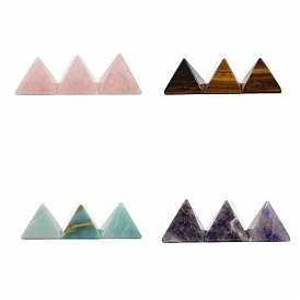 Natural Mixed Gemstone Pyramid Display Decorations, Figurine Home Decoration, Reiki Energy Stone for Healing