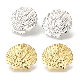 Rack Plating Shell Shape Brass Stud Earrings, Long-Lasting Plated, Lead Free & Cadmium Free