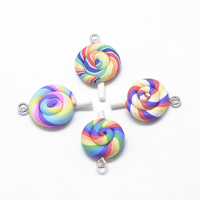 Handmade Polymer Clay Pendants, Lollipop