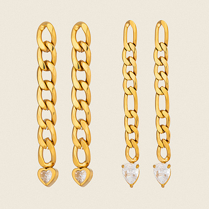 304 Pendientes de botón de acero inoxidable con circonitas cúbicas engastadas para mujer, corazón