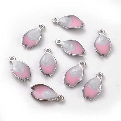 Pendentifs en émail , pour les accessoires de bricolage, deux tons, pétale, sans plomb et sans cadmium
