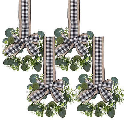 4 шт. подвеска для двери в виде искусственного листа, с бантом из полиэстера, для декора вечеринки