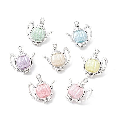 Подвески из акрила и сплава в тибетском стиле, чайник, с железной фурнитурой, античное серебро