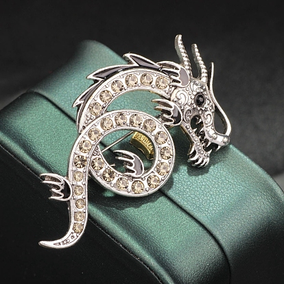 Faddish Alloy Rhinestone Brooch Pins for Men, Dragon